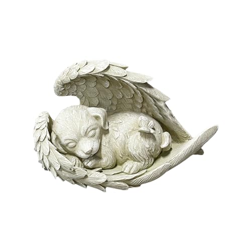 Katze Hund Engel Gartendeko Figuren 11.5cmX8cm Haustier Denkmal Grab Marker Tribut Statue Harz hund Engel Gartendeko Figuren Ewiges Denkmal Haustiergedenkstein Geeignet für Lnnenhof Lnnenbereich