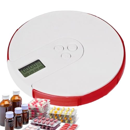 Tyinerc Automatischer Pillenspender, automatischer Pillenspender für ältere Menschen mit Alarm, Pillenspender mit Zeitmessung für ältere Menschen | Bis zu 4 Alarme /