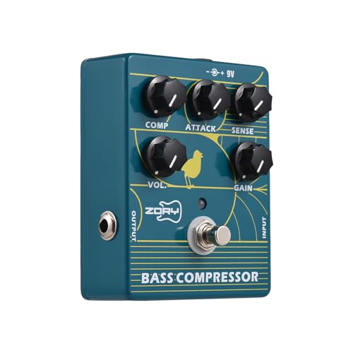 Kavolet Kompressor-Effektpedal für E-Bassgitarre, Kompressor-Gitarrenpedal, Bassverstärker-Pedal, True Bypass, DC 9 V, 6,35 mm Eingangs-/Ausgangsschnittstelle, Bass Kompressor Effektpedal