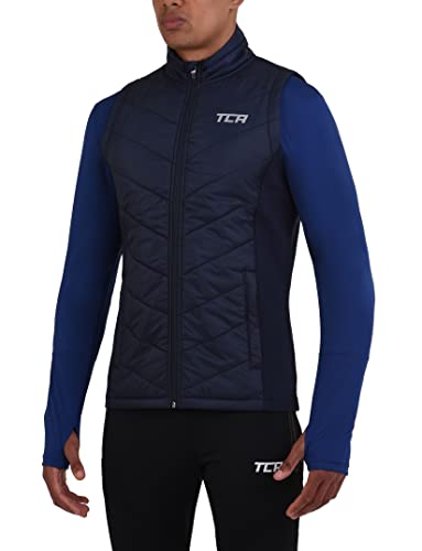 TCA Jungen Excel Runner Leichtgewichtige Thermowattierungsweste zum Wandern und Laufen mit Reißverschlusstaschen - Dunkelblau, 10-12 Jahre
