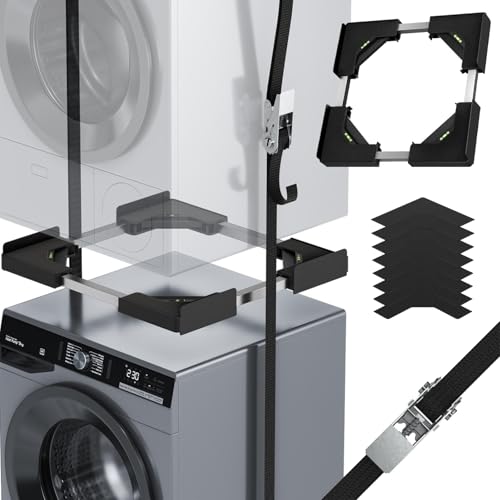 JHCHU Universal-Stapelset für Waschmaschine und Trockner – Verstellbarer Zwischenbaurahmen 45–68 cm, Ideal für Waschmaschinen-Trockner-Verbindung (Schwarz)