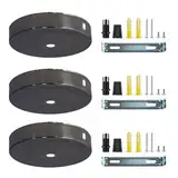 Zzcy 3 Stück Schwarz Metall Kabelabdeckung Deckenlampe Baldachin 100 x 2mm Deckenbaldachin Rund Verteilerbaldachin Schwarz Metall Deckendose Rosette mit Zugentlastung Klemmnippel
