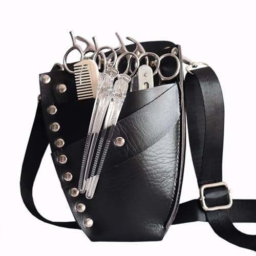PU Leder Friseurtasche, Friseurtasche für Profis, Scherenholster, Scherentasche Friseur, Schultergürtel-Scherenhalter, Friseur Werkzeugtasche, Haarstyling Werkzeuge Tasche für Haare