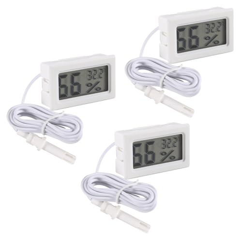 3 Stück Mini-Digital-Thermometer-Hygrometer Mit Externer Sonde, Lcd-Temperatur-Feuchtigkeitsmesser-Feuchtigkeitsmessgerät Für Reptilienbrutkasten, Geflügel, Gewächshaus, Kühlschrank (℃)