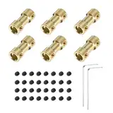 QUARKZMAN 6 Stück 6mm auf 6mm Messing Wellenkupplung Verbindungsstück mit Schrauben und Sechskantschlüssel Flexibler Motorwellenkupplung für Autoreifenwellenmotor