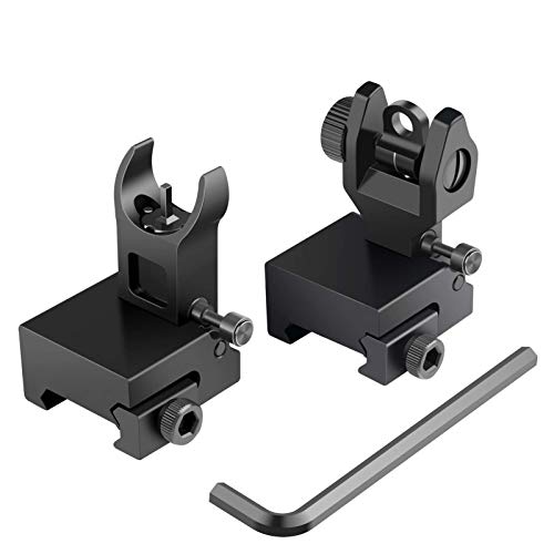 Feyachi S09 Flip Up Visiere Klappbare vordere und hintere Eisenseiten BUIS Visiere, Backup-Visierset Airsoft-Zubehör für Picatinny-Schiene auf