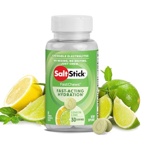 SaltStick Fastchews Lemon 60 Elektrolyt-Kautabletten mit Salz, Mineralstoffen (Natrium, Kalium, Calcium, Magnesium) und Kohlenhydraten, 99 g BOTTLELL03-2060 0