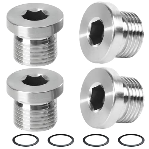 4 Stück Blindstopfen 1/4 Zoll,Wasserleitung Verschlussstopfen,Edelstahl Blindstopfen,Verschlusskappe mit 4 Dichtung,Selbstdichtend Gewindestopfen Stopfen für Rohrleitungsabdichtung(Silber) (1/4 Zoll)