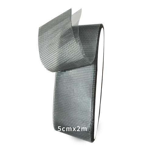FloraVigo fliegengitter reparatur set, Fliegennetz, selbstklebendes Fliegengitter-Reparaturband, Klebeband, Fliegennetz, starke Haftung, wasserdicht, langlebig, 5 cm x 2 mr (Grau)