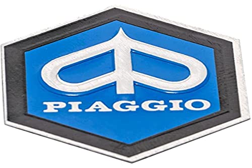 Emblem Piaggio 6-Eck Kaskade für Vespa PX T5 etc. - Aluminium, selbstklebend 31x36 mm, Schwarz