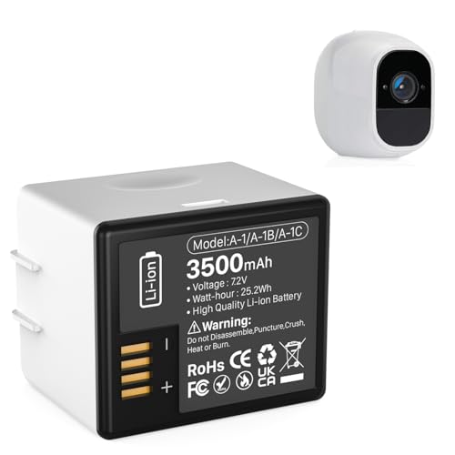 WAEUUKKPO Akku für Arlo Pro, Arlo Pro 2, 3500mAh Ersatz-Akku Wiederaufladbare Lithium-Batterien für Arlo Pro Arlo Pro 2 Kamera VMA4400 VMC4030 VM4230 VMS3230 VM4030 VM4030P (1 Stück)