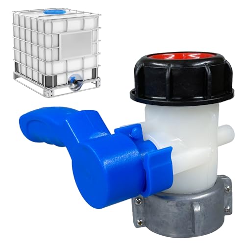 Chengshi IBC Ventil, 62mm DN40 Kugelhahn 1000L IBC Tonnen Eimer Kunststoff Integrierte Absperrklappe Bewässerungsausrüstung Integriertes Absperrventil