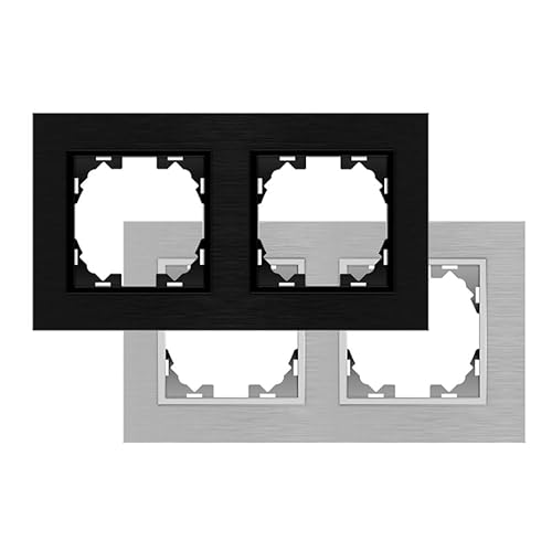 Aluminiumrahmen für 2 Module, grau – robust und leicht, ideal für Elektroinstallationen und Raumdekoration.