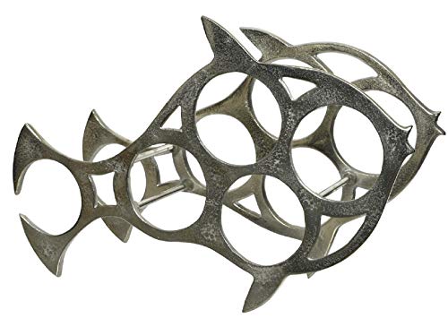 ausgefallener dekorativer Flaschenhalter in Fischform aus Aluminium für 5 Flaschen