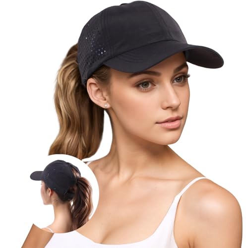 YAMEE Baseballkappe Damen Pferdeschwanz Sommer,Baseballmütze Damen Baseball Cap Mesh Atmungsaktiven,Sommermütze Damen Leicht Wasserdicht Schnelltrocknend