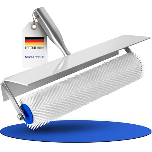 Stachelwalze für Ausgleichsmasse (50cm) inkl. Spritzschutz und Stielaufnahme - Entlüftungswalze mit 11mm Stacheln