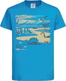 Kinder T-Shirt: Dinoland - Dino Planet Dinosaurier - Shirt für Jungen & Mädchen Geschenk-Idee zum Geburtstag für Kids (Ocean Blue 158/164)