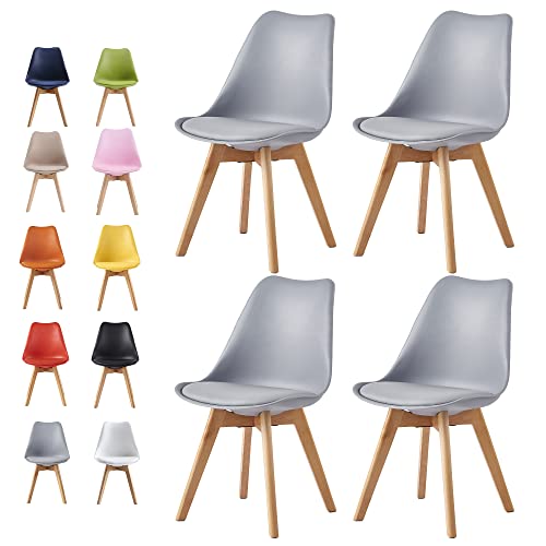 mcc direct Esszimmerstühle im 4er Set Küchenstuhl Bürostuhl Lounge Stuhl Designer Schalenstuhl Eva (Grau)