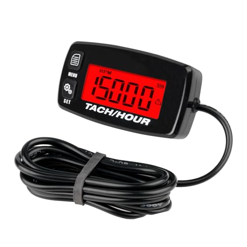 Runleader Digital Hours Drehzahlmesser für Wartung, Hintergrundbeleuchtung und Batterie, austauschbar für Rasenmäher, Generator, Außenbordmotor, Motorrad, Kettensäge usw.