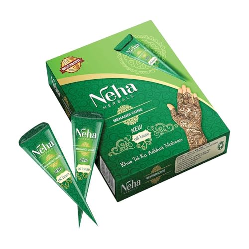 Neha Heena Con Paste Tube 6er-Pack Mehendi - Natürliches für temporäre Tattoos, Einfache Anwendung, Langanhaltende Farbe | Ideal für Hochzeiten, Feste wie Eid mit Kajal (6er Pack)