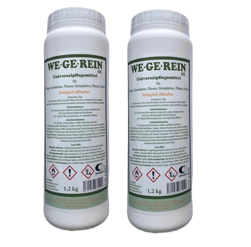 Heinrichs Agrar Premium Steine Reiniger 2x 1,2 kg geeignet für Wege, Plätze, Steine, Mauern, Beton, Kiesel, Schotter, Biologisch abbaubar