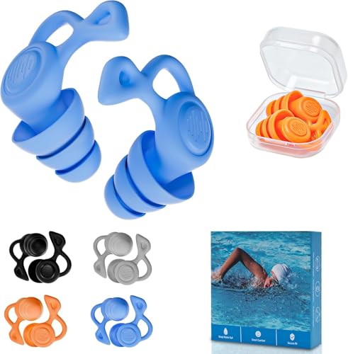 Ohrstöpsel Schwimmen für Erwachsene, 4 Paar wasserdichte, wiederverwendbare weiche Silikon-Ohrstöpsel, zum Duschen, Schwimmen, Surfen, Schnorcheln und mehr (Erwachsene & Jugendliche 14+)