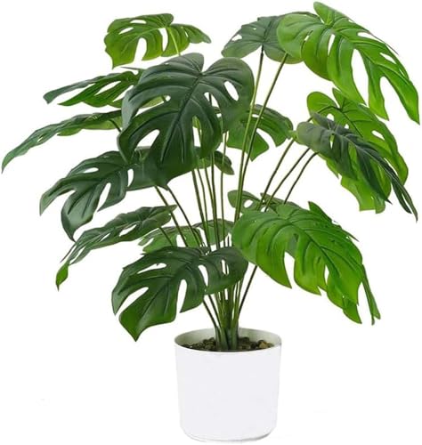 Laelfe Monstera Kunstpflanze im Topf, Künstliche Blattpflanze Splitphilo Pflanzen Plastik Tropische Palme Grünpflanze Deko für Haus Wohnzimmer Schlafzimmer Büro Tischdekorationen (Monstera-60cm)