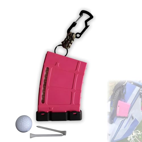 Golf-Tee-Aufbewahrungs-Set mit Clip, tragbarer Golf-Tee-Halter für 18 Tees, modisches Golf-Accessoire mit Clip, Befestigung an Gürtel, Tasche oder Golfwagen, tolles Geschenk für Golfer (Pink)
