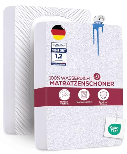 Utopia Bedding Matratzenschoner 160 x 200 x 30 cm Wasserdicht, Oeko-TEX Zertifiziert Matratzenauflage Atmungsaktive, Matratzenschutz, Rundum Elastisch Weiß