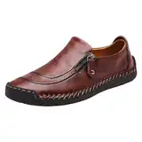 Businessschuhe Leicht Lederschuhe Herren Mit ReißVerschluss Plate Schuhe Bequem Outdoor Boots FüR MäNner FrüHling Und Sommer Ohne SchnüRen Freizeitschuhe Outdoor-Wanderschuhe