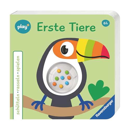 Ravensburger Play+ schütteln, rasseln, spielen: Erste Tiere, Baby-Buch ab 6 Monate