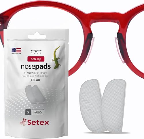 Setex Gecko Grip Anti-Rutsch-Nasenpads für Brillen (5 transparente Paare), innovative mikrotexturierte Fasern, ultrastarker Halt, selbstklebende Pads