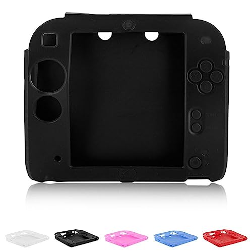 2DS Soft Silikon Hülle Kompatibel mit Nintendo 2DS Schutzhülle Anti-Rutsch Stoßfestes Case Cover für Nintendo 2DS Konsole (Schwarz)