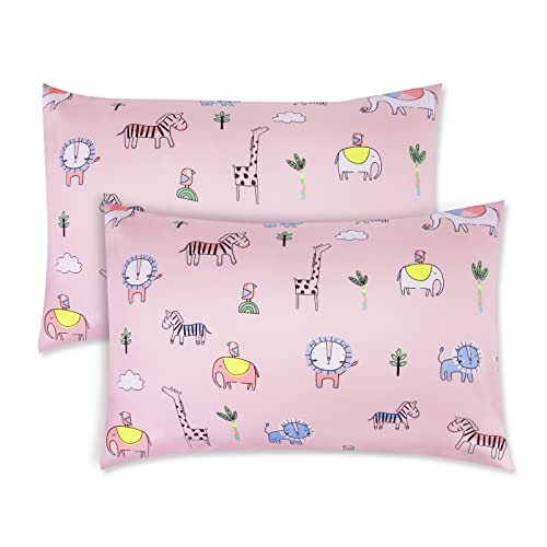 Vicloon Kinder Kissenbezug, 2 Stück Baumwolle Baby-Kissenbezug, weich atmungsaktiv, 40x60 cm Kissenbezug für Jungen Mädchen Bettwäsche - Muster Waldwelt
