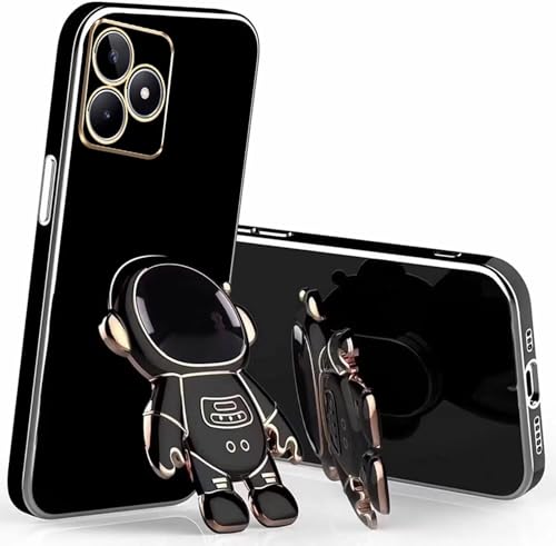 Miagon Kreativ Astronaut Ständer Hülle für Realme C53,Cute Mädchen Dünn Galvanisierte Schutzhülle Weiches Case Bumper mit Astronaut Halter Kickständer