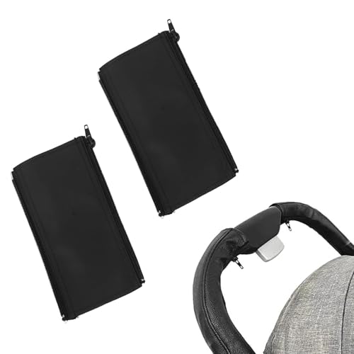 2 Stück Kinderwagen Griffbezug Baby Kinderwagen Griff Abdeckung Schwarz Universal Griff Staubdicht Pu Leder Buggy Zubehör Hand Schutz bequem und Universal Kinderwagen Schutzhüllen mit Reißverschluss