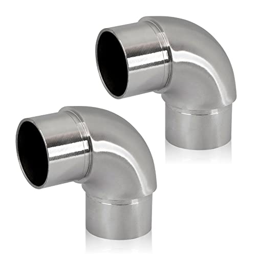 PRIOstahl Rundbogen Rohrbogen Bogen Rohrverbinder Steckfitting Verbinder Rund - 2 Stück Ø 42,4 mm für Rundrohre Rohr Handlauf Verbindung zum Stecken Geländerbau Rostfrei aus Edelstahl V2A