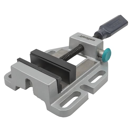 wolfcraft Maschinenschraubstock - 3423000 - mit Schnellverstellung; 200 kg Spannkraft - Stahlbacke mit horizontalen V-Nuten zum Spannen von Rundmaterialien - Stahl-Trapezspindel