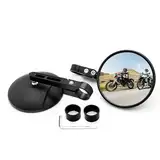 YANGUN Motorrad Spiegel, 2 Stück Motorrad Rückspiegel, Runde Lenkerendenspiegel, E24 Geprüft, Kompatibal mit die meisten Motorradmarken, Runde MotorradSpiegel für Scooter, ATV, Quad, Roller, Moped
