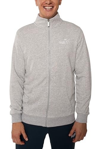 PUMA Sweatjacke Herren ohne Kapuze, Sportjacke, Trainingsjacke, Statement Deluxe Edition, Hellgrau, Größe XL