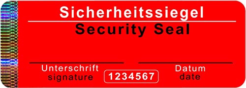50 Stk - Sicherheits-Siegel mit Seriennummer - 70x25mm rot, beschreibbar - Sicherheitssiegel, Siegelaufkleber Garantiesiegel Sicherheitsetiketten selbstklebendes Etikett Echtheitssiegel