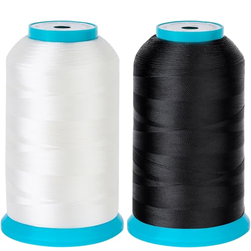 New brothread 2er Set (Schwarz+Weiß) 5000M (5500Y) Stickerei Spulen Gewinde Polyester Maschinen Stickgarn Unterfaden für Stickmaschine und Nähmaschine