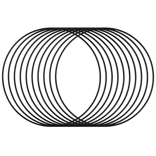 10 Stück 20cm Metallringe zum Basteln, Schwarz Metallring, Metallringe Drahtringe Deko Ringe Makramee Zubehör Ringe zum Basteln Aufhängen Traumfänger DIY Floral
