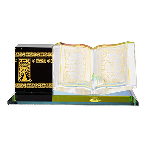 Hztyyier Muslimische Kristall vergoldete Kaaba Buch Miniatur Modell Prunkstück islamische Architektur Handwerk Startseite Tisch Dekor islamische Gebäude Auto Ornament