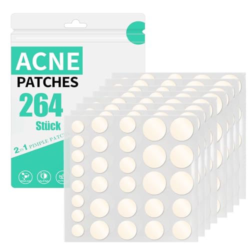 264 Stück Pimple Patches Hydrokolloid Unsichtbare Pickel Patch mit Teebaumöl Tag und Nacht Verwenden Pimple Patch Akne Patches Wasserdichte Atmungsaktive Acne Pflaster Anti