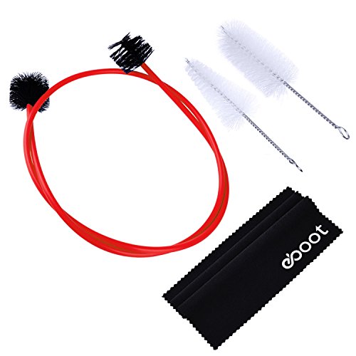 EBOOT Trompete Reinigung Pflege Kit mit Mundstück, Bürste, Ventil Pinsel, Flexible Reinigungstuch, für Trombone, Messing, Rot, C-Tonart