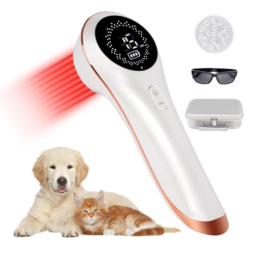 LLLT Cold Laser Therapie Gerät mit Magnetabdeckung, Rotlichttherapie für Gelenk und Muskelschmerzlinderung mit 808nm & 650 nm, Handheld Nähe der Infrarot Lichttherapie für Haustier Hunde Katzen, Weiß