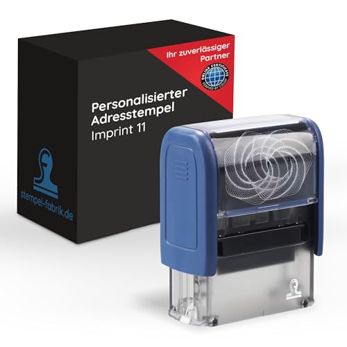 stempel-fabrik – Imprint 11 Stempel mit Wunschtext personalisieren – selbstfärbender Stempel als Namensstempel, Adressstempel, Firmenstempel & Co zu verwenden (37 x 14 mm | 4 Zeilen)