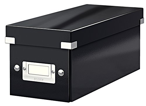Leitz Click & Store WOW schmale Aufbewahrungsbox mit Deckel, Box zur CD Aufbewahrung, als Geschenkbox oder für Zubehör im Haushalt und Büro, 84% recycelte Premium-Hartpappe, Schwarz, 60410095