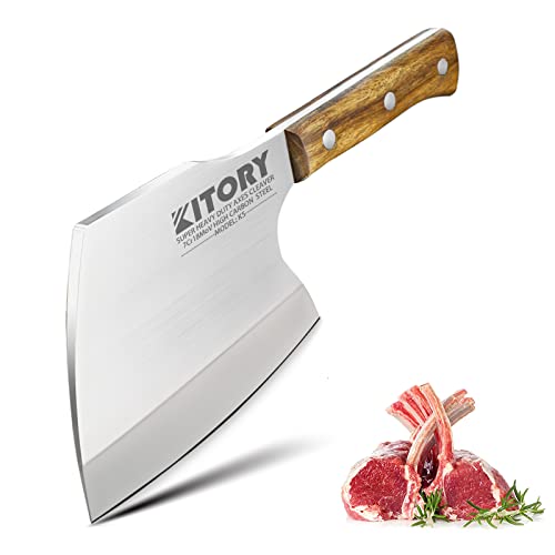 Kitory Hackmesser 16 cm Klinge, Extradicker 6,25 mm für gefrorenes Fleisch und große Knochen, Extrem Scharf Metzgermesser, Full Tang Küchenbeil Knochenbeil, K5-DE
